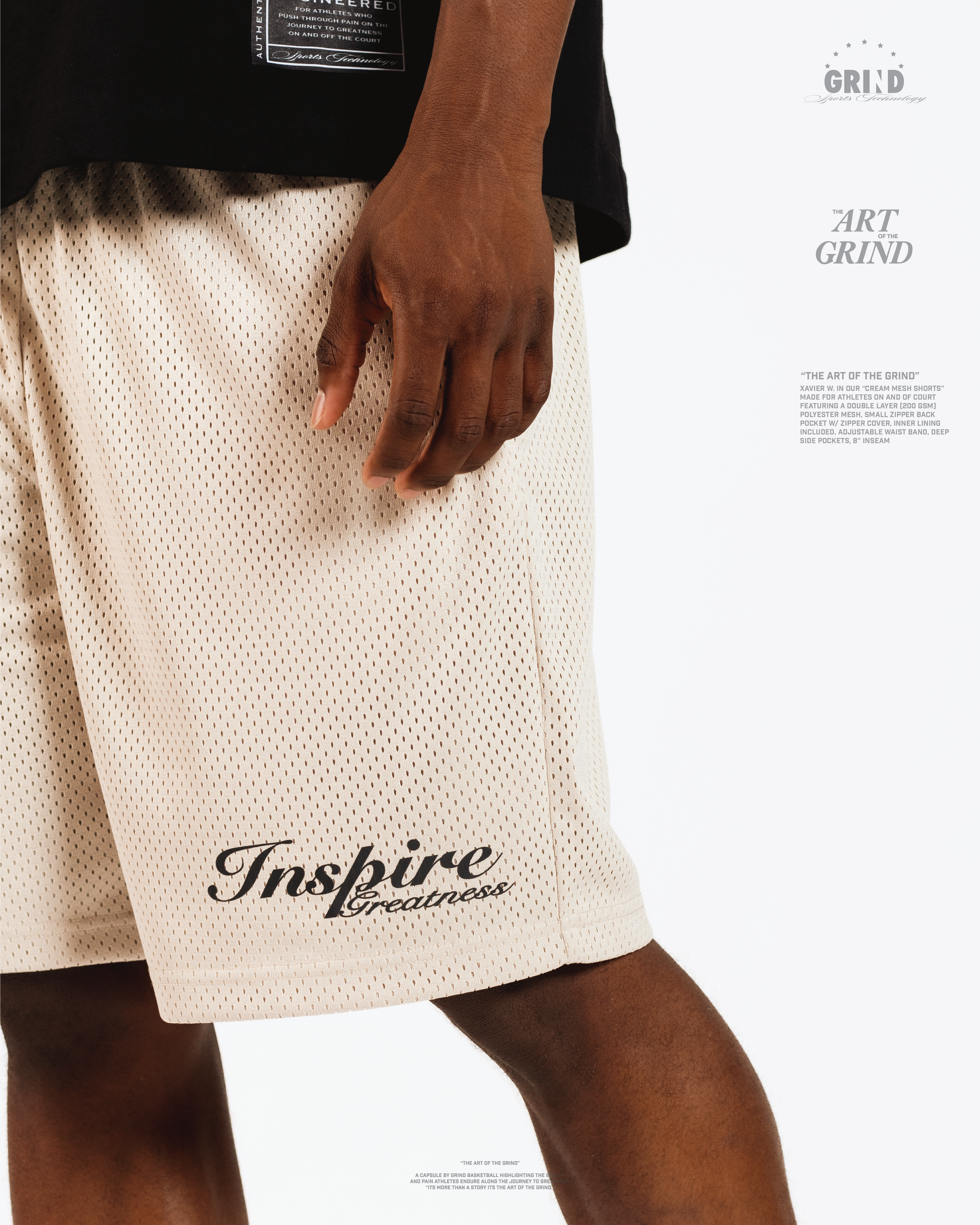 "MESH SHORTS"   -CREAM