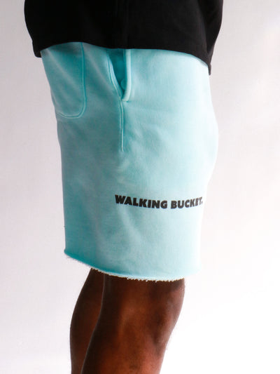 "Walking Bucket" Hand dyed sweat shorts- Sky Blue