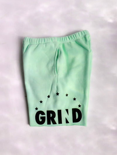 "Walking Bucket" Hand dyed sweat shorts- Passion Green